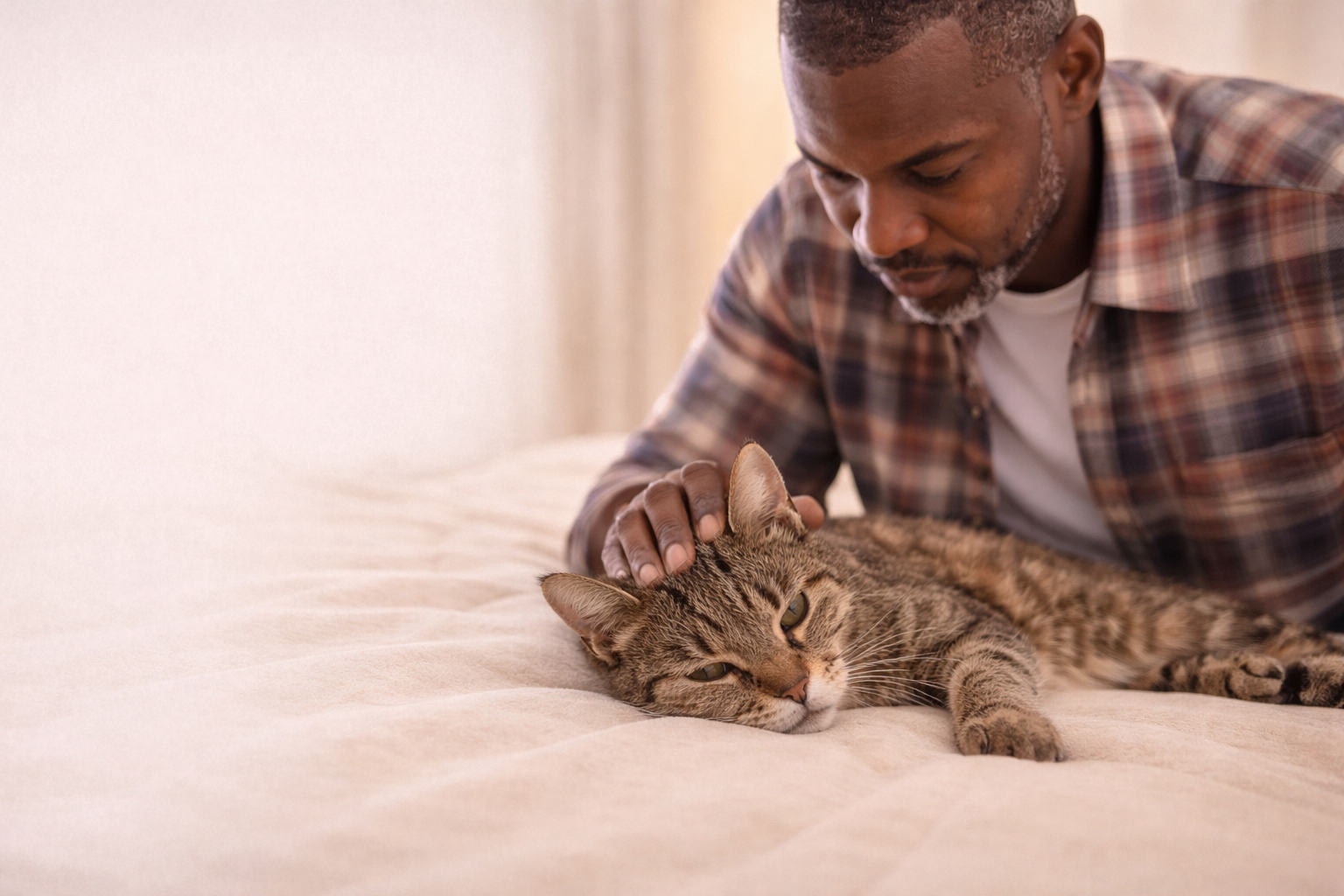 cat with owner
